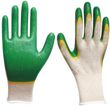 10 Gauge Double Color Green Yellow Latex Dipping Gloves For Peru Chile Market